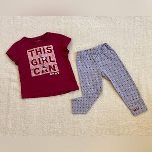 Baby girl clothes. DKNY. Shirt and pants set. 12 months.